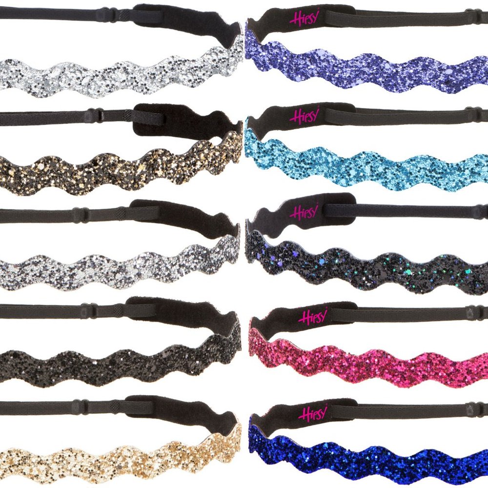 Hipsy 10-pack Bling Glitter Adjustable No Slip Wave Neutral & Bold Headbands